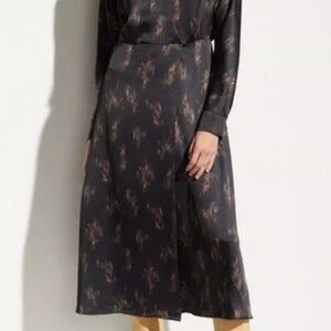 Vince Wisteria Dolman Long Sleeve Dress Black Floral - Size Medium